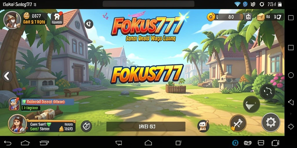 Screenshot gameplay FOKUS777 yang menampilkan karakter lucu dan level menantang.