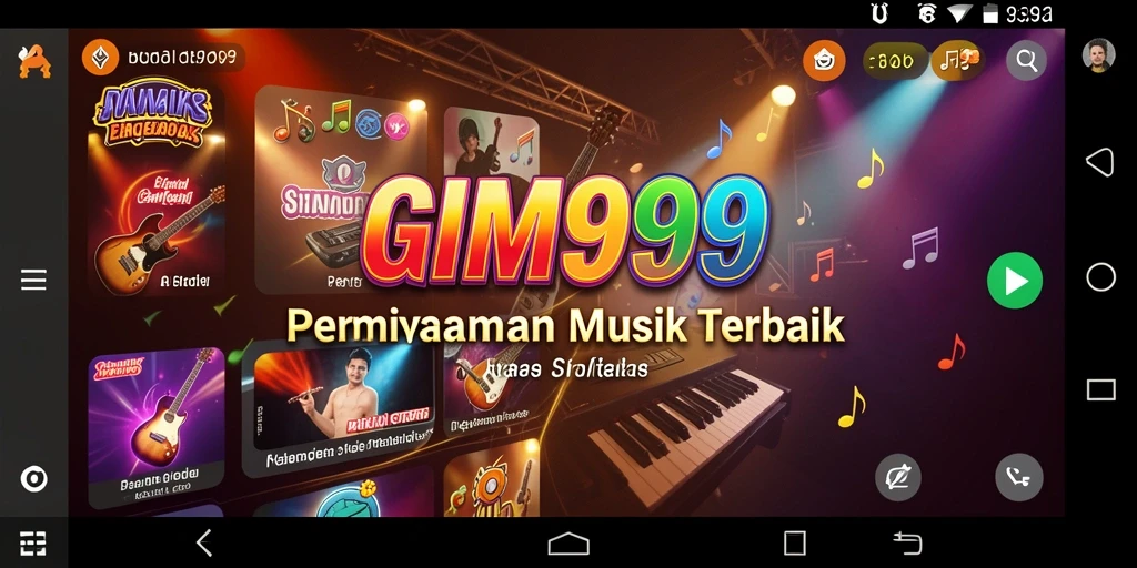 Tampilan gameplay GIM999 menampilkan alunan musik dan tantangan yang seru.