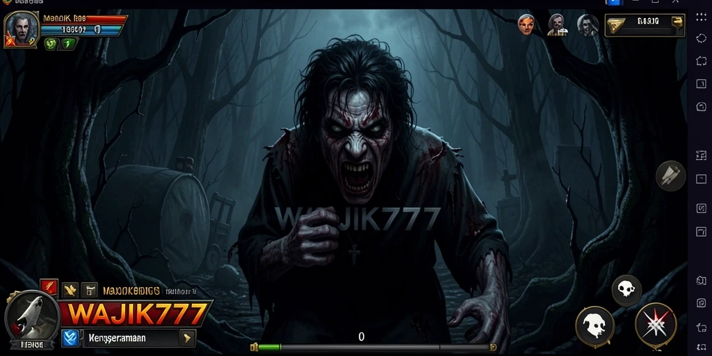 Screenshot menegangkan dari gameplay horror WAJIK777.